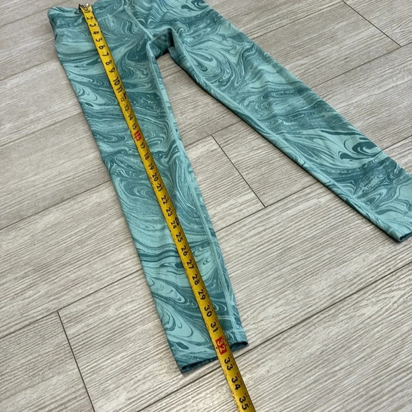 Athleta Girl High Rise Printed Chit Chat Tight Leggings SZ Large in green teal - Picture 7 of 12